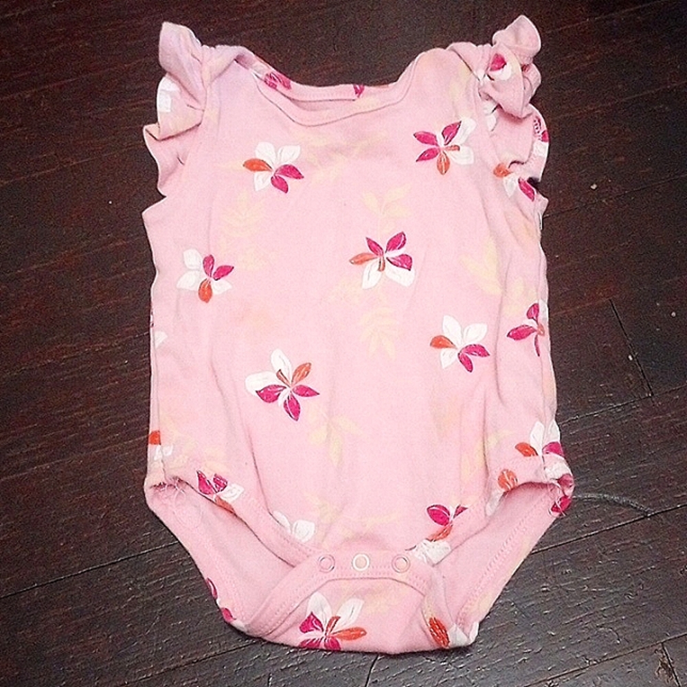 Tropical Floral onesie with ruffle sleeves